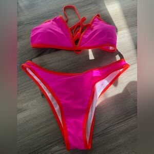 Vibrant Pink and Orange Bikini Set